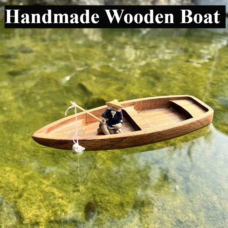 Handmade Wooden Boat Mini Floa - Fishing Boat Oar ulasan dan harga